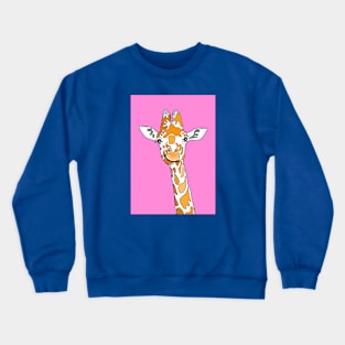 Giraffe Portrait On Pink Crewneck Sweatshirt